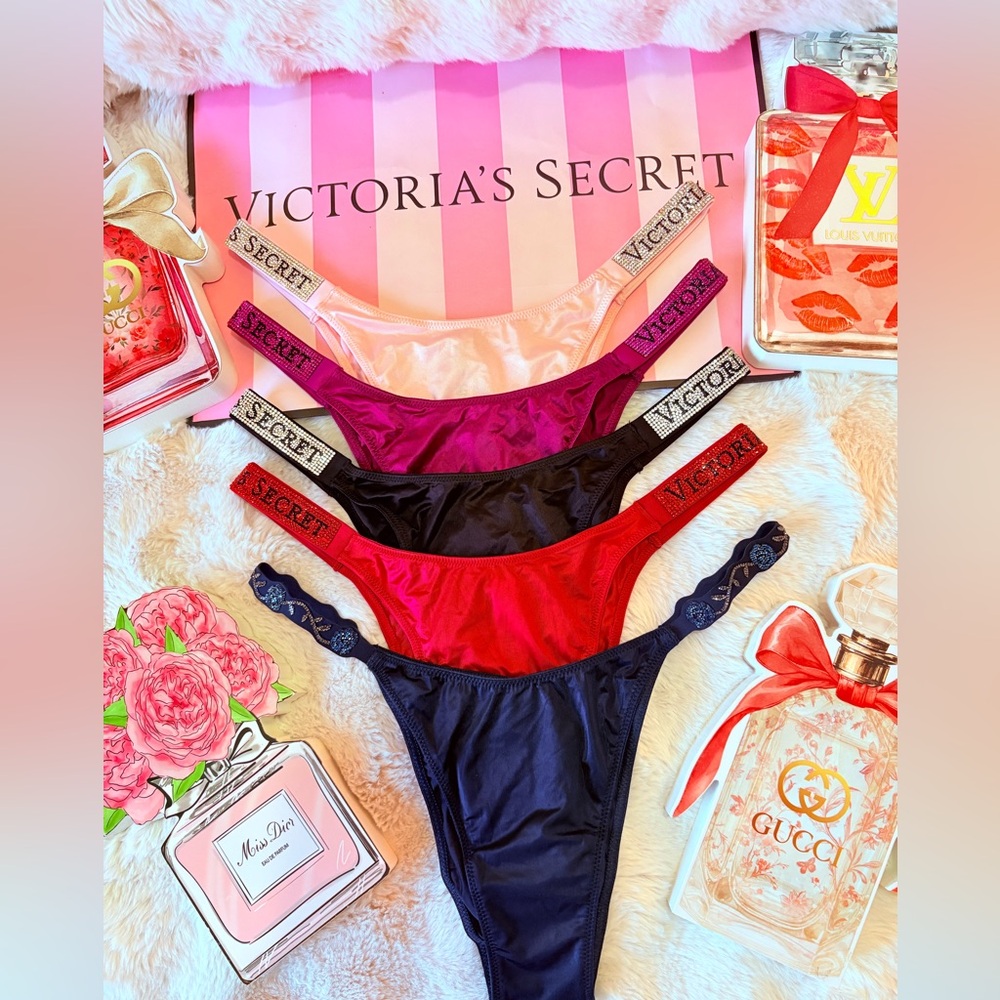 ✨✨SOLD✨✨🩷🩷Victoria's Secret Shine Strap Brazilian Panty Bundle Medium🩷🩷